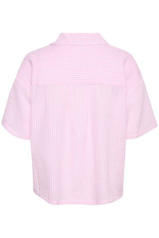 Kaffe Striped V-Neck Blouse Pink Ivory Hally - MMJs Fashion