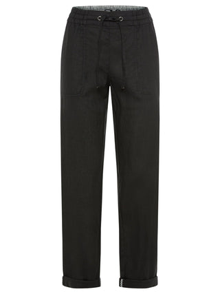 Olsen Black Linen Trousers Cropped Lisa - MMJs Fashion