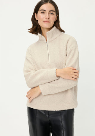 Olsen Borg Zip Neck Sweatshirt Beige Cora - MMJs Fashion