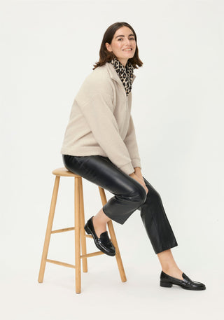 Olsen Borg Zip Neck Sweatshirt Beige Cora - MMJs Fashion