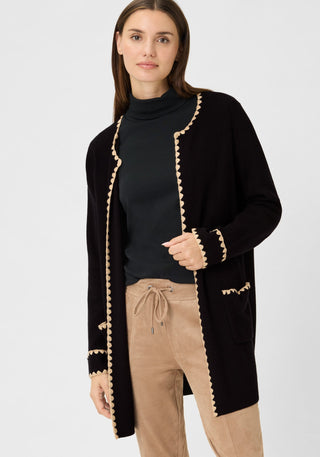 Olsen Decorative Trim Cardigan Black Henny - MMJs Fashion
