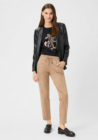 Olsen Drawstring Waist Trousers Brown Lisa Straight - MMJs Fashion