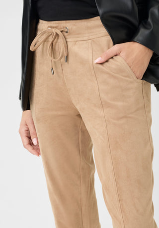 Olsen Drawstring Waist Trousers Brown Lisa Straight - MMJs Fashion