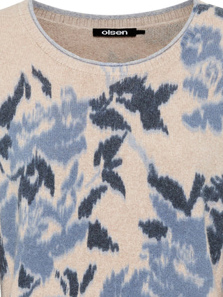 Olsen Floral Pattern Jumper Blue Melange Henny - MMJs Fashion