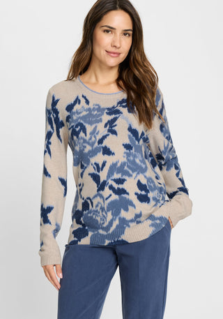 Olsen Floral Pattern Jumper Blue Melange Henny - MMJs Fashion