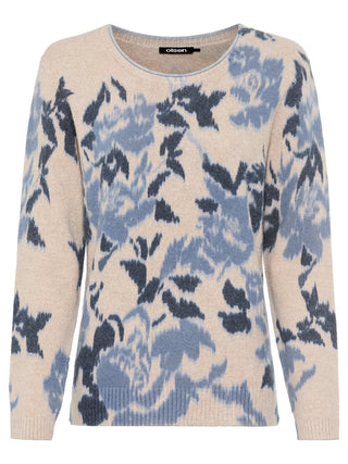 Olsen Floral Pattern Jumper Blue Melange Henny - MMJs Fashion