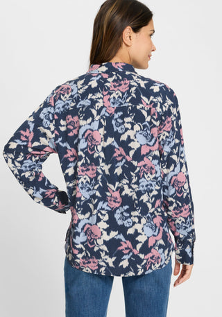 Olsen Floral Print Blouse Blue Pink Beige - MMJs Fashion