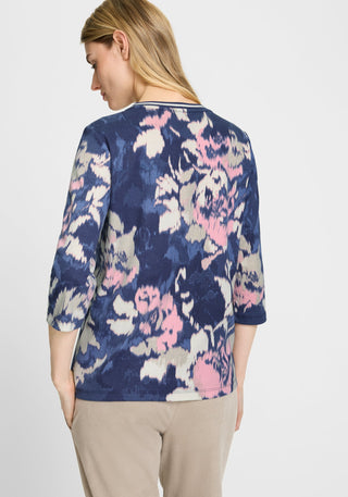 Olsen Floral Print Top Blue Pink Beige Hannah - MMJs Fashion