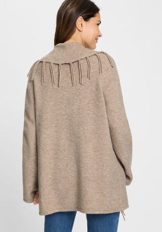 Olsen Fringe Cardigan Beige Melange Henny - MMJs Fashion