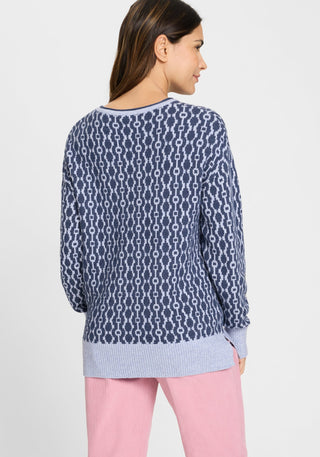 Olsen Geometric Pattern Jumper Blue Melange Cora - MMJs Fashion
