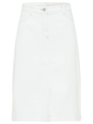 Olsen Knee Length Denim Skirt in White - MMJs Fashion