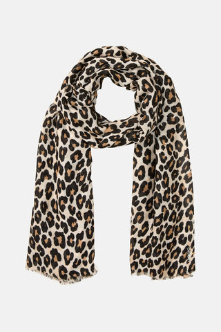 Olsen Leopard Print Scarf Beige Black - MMJs Fashion