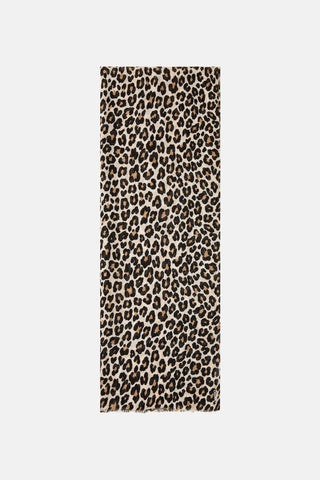 Olsen Leopard Print Scarf Beige Black - MMJs Fashion