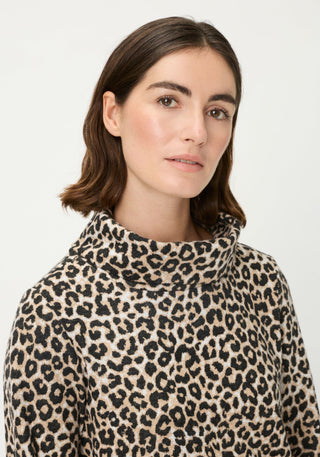 Olsen Leopard Print Sweatshirt Beige Black Henny - MMJs Fashion