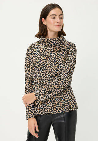 Olsen Leopard Print Sweatshirt Beige Black Henny - MMJs Fashion