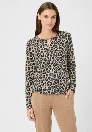 Olsen Leopard Print Top Beige Black Clara - MMJs Fashion