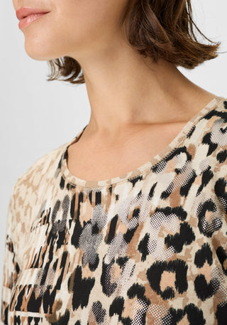 Olsen Leopard Print Top Beige Black Edda - MMJs Fashion