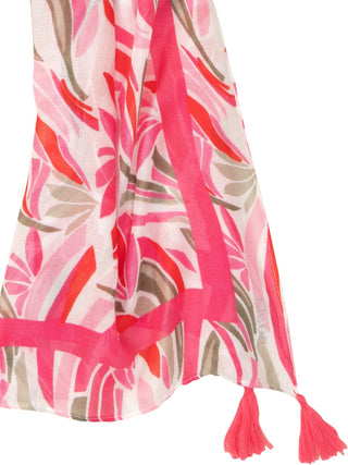 Olsen Pink and Khaki Abstract Print Scarf - MMJs Fashion