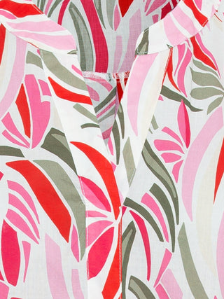 Olsen Pink and Khaki Green Abstract Print Top - MMJs Fashion