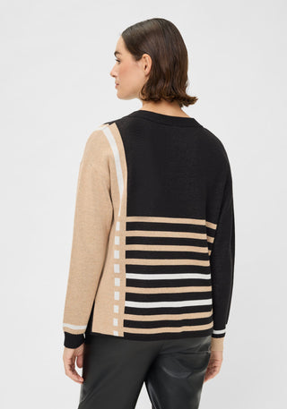 Olsen Retro Pattern Jumper Beige Black Cora - MMJs Fashion