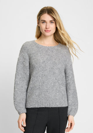 Olsen Sequin Embellished Jumper Grey Melange Cora - MMJs Fashion