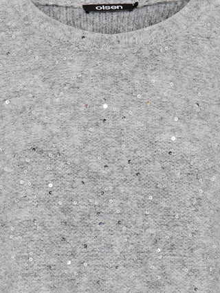 Olsen Sequin Embellished Jumper Grey Melange Cora - MMJs Fashion