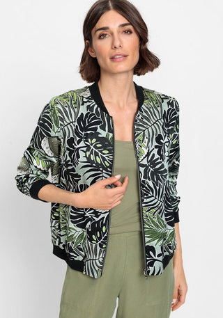 Olsen Tropical Print Bomber Jacket in Green - MMJs Fashion