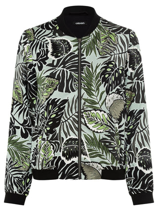 Olsen Tropical Print Bomber Jacket in Green - MMJs Fashion