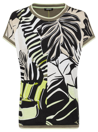 Olsen Tropical Print Top Black Green Cosima - MMJs Fashion