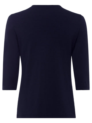 Olsen V - Neck 3/4 Sleeve Top Navy Blue Edda - MMJs Fashion