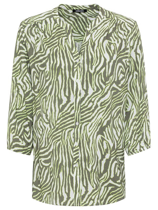 Olsen Zebra Print Blouse in Green - MMJs Fashion