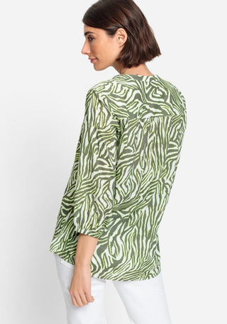 Olsen Zebra Print Blouse in Green - MMJs Fashion