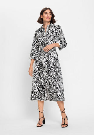Olsen Zebra Print Midi Dress Black - MMJs Fashion