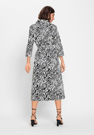 Olsen Zebra Print Midi Dress Black - MMJs Fashion