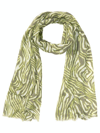 Olsen Zebra Print Scarf in Khaki Lime Green - MMJs Fashion