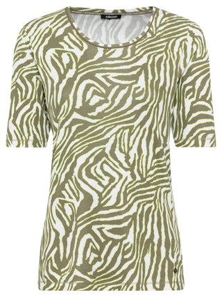 Olsen Zebra Print Top Khaki Green - MMJs Fashion