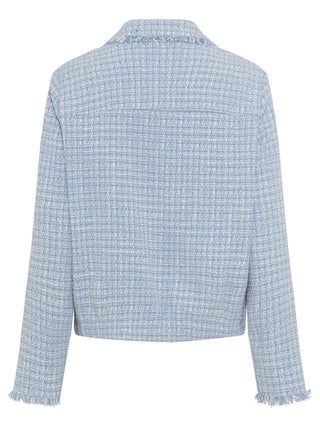 Olsen Zip Front Bouclé Jacket Light Blue - MMJs Fashion
