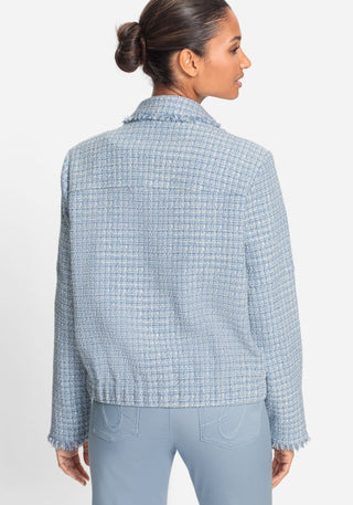 Olsen Zip Front Bouclé Jacket Light Blue - MMJs Fashion