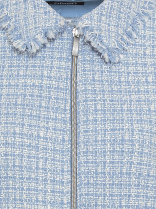 Olsen Zip Front Bouclé Jacket Light Blue - MMJs Fashion