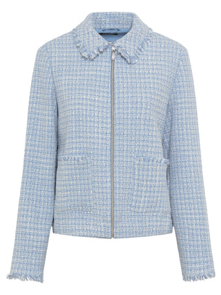 Olsen Zip Front Bouclé Jacket Light Blue - MMJs Fashion