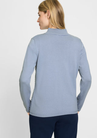 Olsen Zip Front Cardigan Light Blue - MMJs Fashion