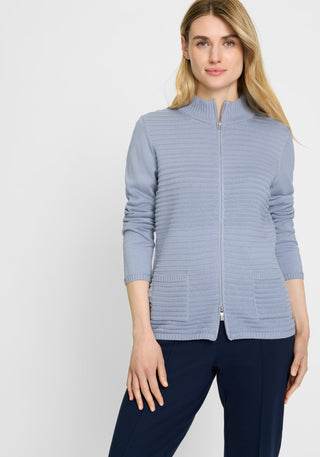Olsen Zip Front Cardigan Light Blue - MMJs Fashion