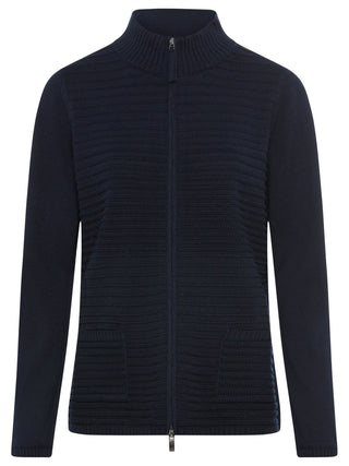 Olsen Zip Front Cardigan Navy Blue Eva - MMJs Fashion