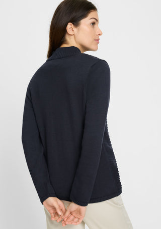 Olsen Zip Front Cardigan Navy Blue Eva - MMJs Fashion