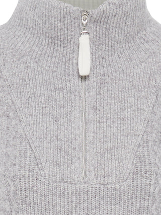 Olsen Zip Neck Jumper Grey Melange Henny - MMJs Fashion