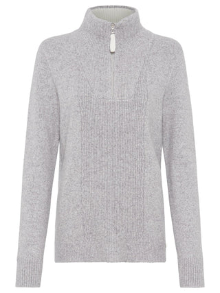 Olsen Zip Neck Jumper Grey Melange Henny - MMJs Fashion