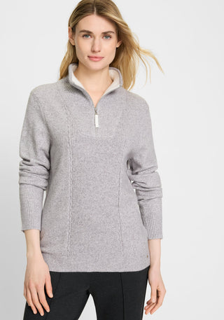 Olsen Zip Neck Jumper Grey Melange Henny - MMJs Fashion