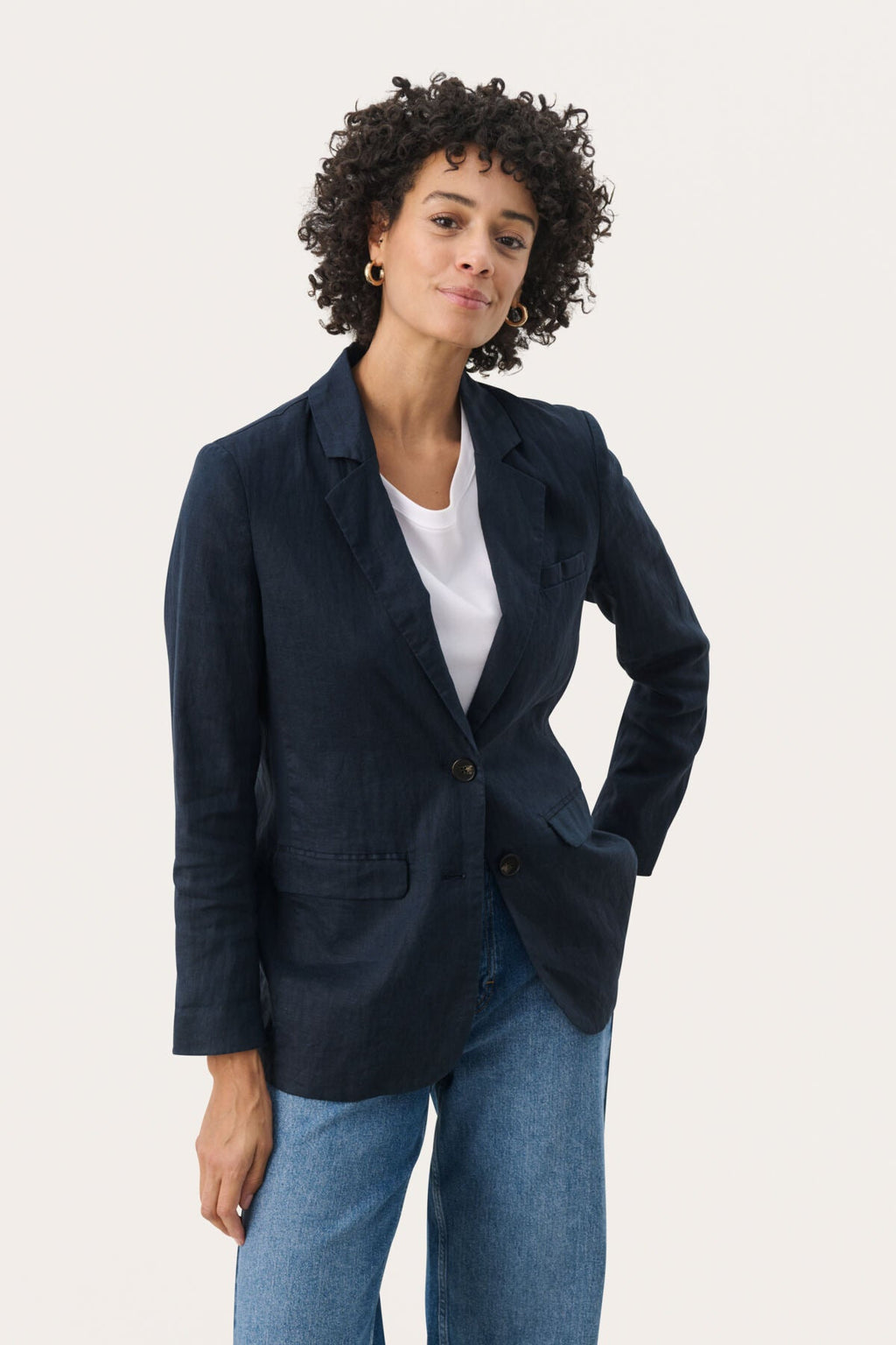 Part Two Linen Jacket Navy Blue Nyan – MMJs Fashion