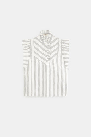 Suncoo Striped Sleeveless Top Ivory Leane - MMJs Fashion