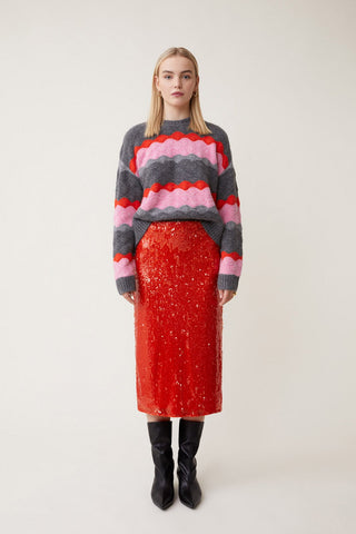 Suncoo Wave Stripe Jumper Grey Pink Red Panayo - MMJs Fashion